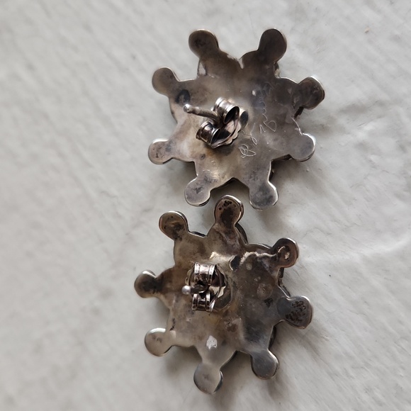 Native American Zuni Vintage Sunface Inlaid Necklace & Earrings Set 💙☀️🖤 - Picture 6 of 16